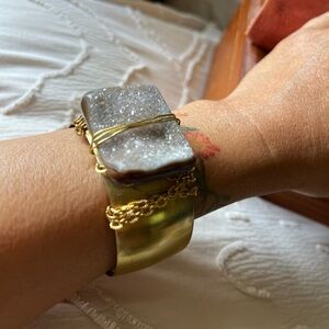 Brown Sugar Druzy Cabachon Cuff Bracelet